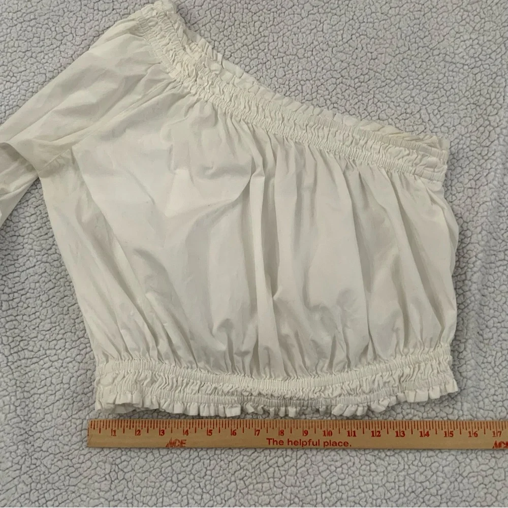 Free People Anabelle Asymmetrical Top One Shoulder White Cotton Womens Small